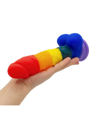 Gode ventouse multicolore réaliste avec testicules - YOJ-064